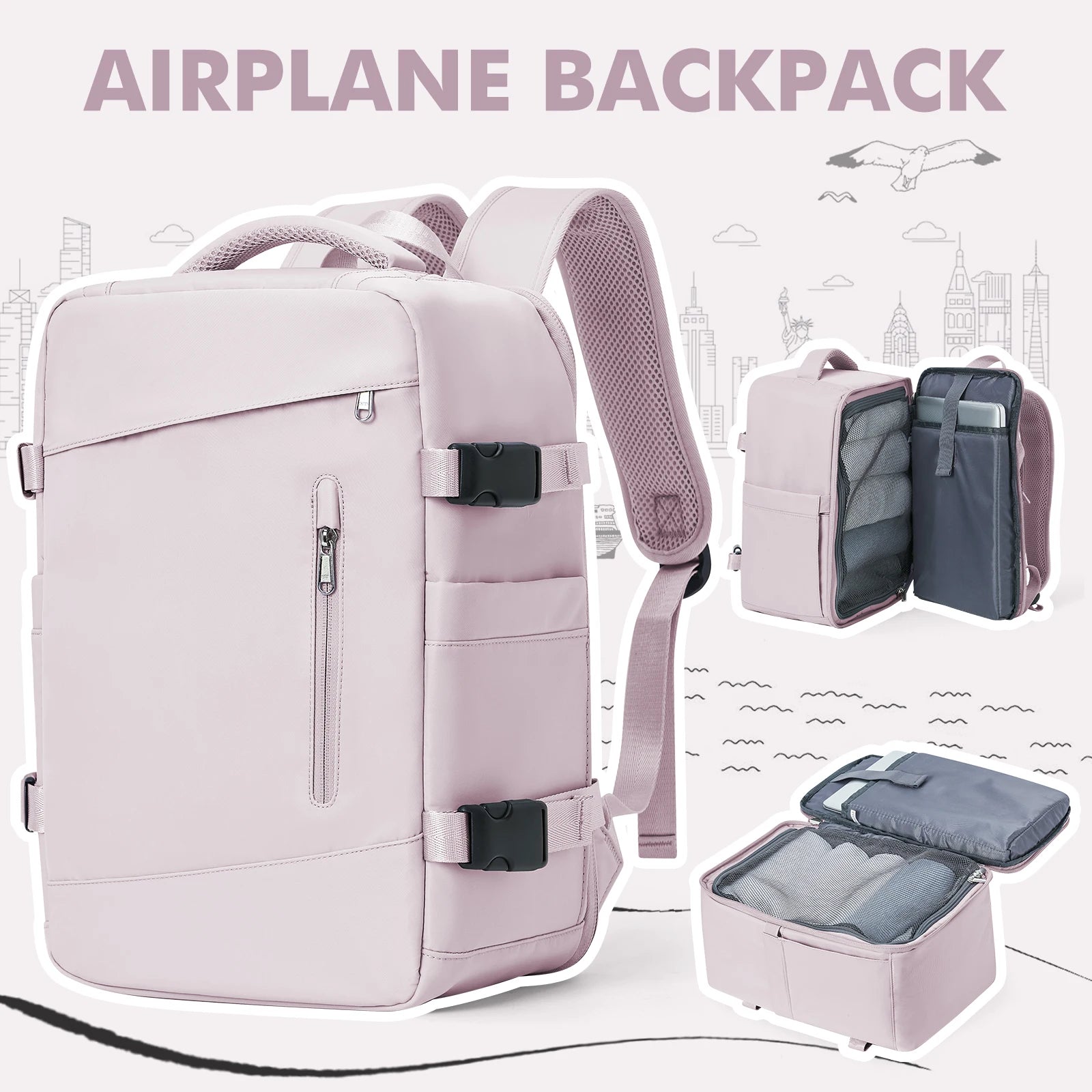 Stylish Women's & Men's Cabin Backpack - Perfect Carry-On for Ryanair & Wizzair Travel 40x20x25!